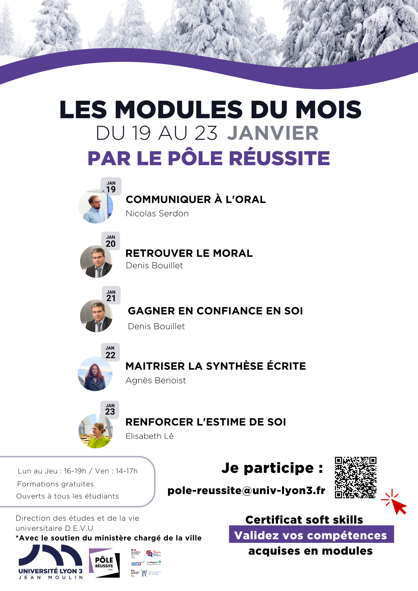 Les modules du mois de janvier